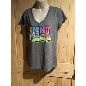 TMNT Teenage Mutant Ninja Turtles Nickelodeon Womens Gray Graphic Shirt Size XL